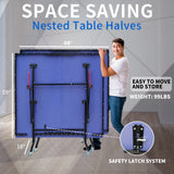 8ft Mid-Size Foldable Portable Ping Pong Table Set Indoor Games with Net