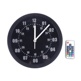 LED Indoor/Outdoor Wall Clock Remote Control, Night Lighting, 7 Colors Backlight