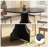 47 Inch Round Dining Table for 4-6 People Rustic Wood Circle Kitchen Table