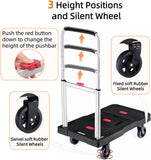 Folding Hand Truck, 330 Lbs Heavy Duty Luggage Cart, Portable Push Cart Dolly