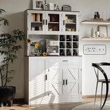 ANCTOR Kitchen Hutch Cabinet with Storage Tall Pantry Storage Cabinet with Glass Doors