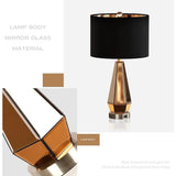 Set of 2 Mirrored Glass Bedside Table Lamps with 2 USB Ports for Nightstand