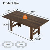 Dining Table for 6-8, 71" Long Large Wooden Farmhouse Kitchen Table