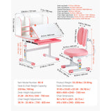 SucceBuy Kids Study Chair and Desk Set Study Desk and Chair for Kids with Table Lamp Adjustable Height  for Bedroom