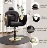 Commercial Barber Chair Reclining & 360° Swivel, Heavy Duty Hydraulic S
