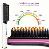 3-minute fast ceramic straightening brush 3level temperature adjustment LED display negative ion technologyperfect