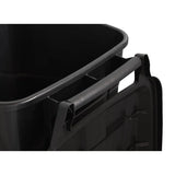 45 Gallon Wheeled Heavy Duty Plastic Garbage Can with Attached Lid for Outdoor Indoor Use, Black