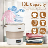 Portable 13L Mini Washing Machine with 3 Cleaning Modes for Baby Clothes Delicates in Khaki