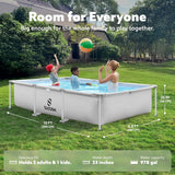 JOYFY Rectangular Above Ground Pool 10x6.8ft x 26inch Outdoor Frame