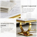 Elegant Gold and White Marble Coffee Table for Living Room and Foyer