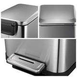 13 Gallon Trash Can, 50L Stainless Steel Kitchen Step Garbage Can, Soft Closure, Fingerprint Proof, for Kitchen