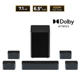 500W Sound Bar for TV with 6.5" Subwoofer&4 Wired Surround Speakers