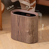 Faux Wood Grain Trash Can Slim Lid Large Capacity Bin For Bathroom Narrow Spaces Living