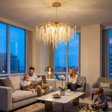 Modern Gold Tree Branch Chandelier, 60cm Adjustable K9 Crystal Raindrop