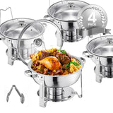 SucceBuy 5 Qt 2 4 Pack Round Chafing Dish Buffet Set Stainless Steel Chafer