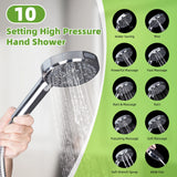 Hibbent Upgraded 5-spray 13'' Shower Head, Dual Showerhead Combo with 10-mode Handheld Spray,