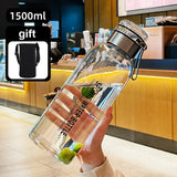 Large Capacity Glass Water Bottle Transparent Milk Juice Cup  for Tour Outdoor Sports