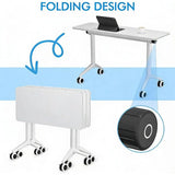 Portable Folding Conference Table on Wheels with Edge Lip - Ideal for Meetings