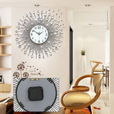 3D Large Metal Sunburst Wall Clock, Battery Operated, Silent Non-Ticking