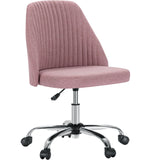 JHK Armless Small Desk Office Chair Cute Vanity Swivel Chair with Back Modern Fabric with Wheels Swivel