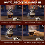 Cocktail Smoker Kit with Torch, Whiskey Infuser Set for Bourbon Drinks
