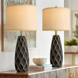 27.5" Ceramic Table Lamps for Bedroom Living Room Lamps Set of 2 Modern