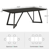 70.86" Conference Table Metal Frame Rectangular Seminar Boardroom Office Meeting Room Desk
