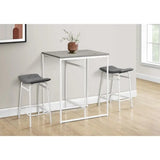 32" Rectangular Counter Height Dining Table, Small, Grey Laminate Top, White Metal Legs
