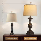 28'' Farmhouse Set of 2, Table Lamps for Nightstand with Linen Shades