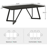 70.86" Modern Conference Table, Rectangular Meeting Desk with Metal Frame
