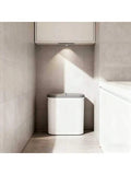 Large Capacity Push Button Bathroom Trash Can With Lid Space Saving Design