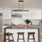 Rectangle Chandeliers for Dining Room 37" Water Ripple Glass Island Light Fixture