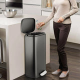Homfa 30L Stainless Steel Step Trash Can Kitchen Garbage Can W/ Soft Close, Black,White, Silver, Gray, Red
