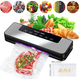 65Kpa Food Vacuum Sealer Machine with 20 Free Bags, Stainless Steel 6-in-1 Sealing