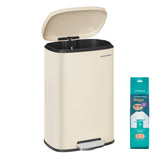SONGMICS 13 Gallon (50 L) Trash Can, Stainless Steel Kitchen Garbage Can, Recycling or Waste Bin, Soft Close,