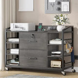 44" File Cabinet, Filing Cabinet fits Legal/Letter Size, 2 Drawer File Cabinets for Home Office with Lock, Power Strip