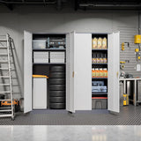 Metal Storage Cabinet, 72" Garage Cabinet with Doors and Shelves Lockable Steel Multifunctional Cabinets