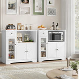 White 3-Door Kitchen Storage Cabinet with Drawer and Adjustable Buffet Sideboard