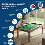3-in-1  7 FT, Billiard Pool Table Convertible to Dining Table and Table Tennis