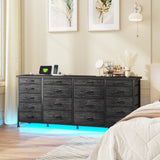 EnHomee Large Capacity 63 Inch Dresser w/ 18 Deep Drawers LED Lighting