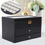 3Layers 25 Slot Watch Box Display Case Jewelry Sunglass Storage PU leather