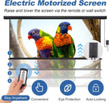 Motorized Projector Screen 120' 4:3 HD Electric Rising with Remote for Home
