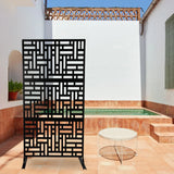 Metal Privacy Screen Outdoor Decorative Privacy Screen with Stand Freestanding Privacy Screen