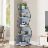 Tribesigns Corner Shelf, Modern 5-Tier Wall Corner Bookshelf, Stylish
