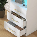 71" H Bookshelf with Drawers, Bookshelf and Bookcase with 3-Tier Open Shelves