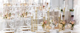 2PCS Gold Floor Candelabra 5 Arm Floor Candle Holder w/ Acrylic Lampshade