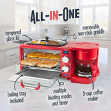 3-in-1 Retro Breakfast Station - Includes 5 Cup Coffee Maker, Non-Stick Ceramic Griddle