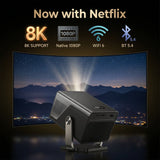 LynCast Outdoor Projector with WIFI 6 and Bluetooth 5.4, 1080P, 8K Support