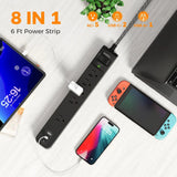 2 Pack Power Strip Surge Protector 5 Outlets 3 USB Charging Ports 6Ft Cord