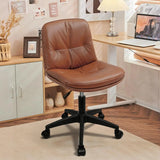 PU Leather Swivel Office Desk Chair with Back Height Adjustable Armless